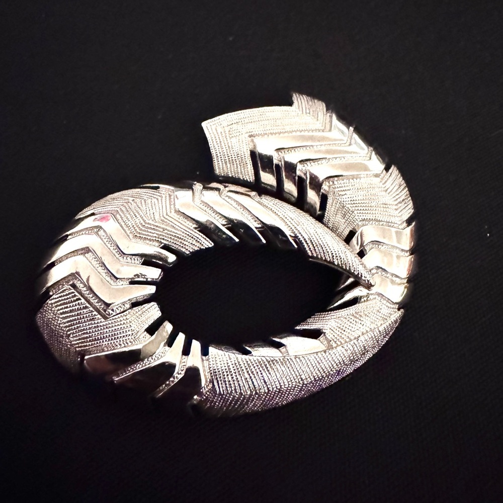 Monet Silver Textured Swirl Brooch